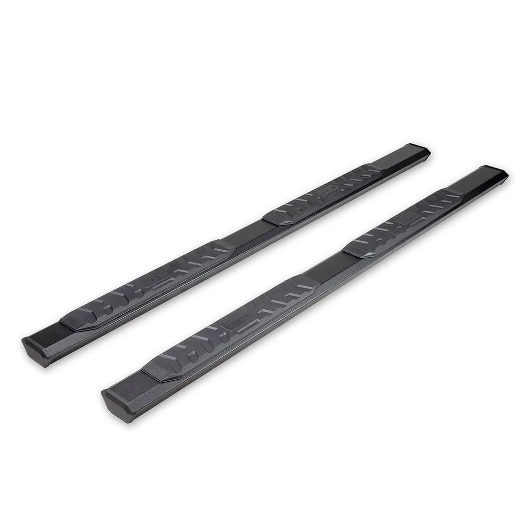 AL4009B – TRAILFX Nerf Bar, With Step Pads 4-1/2 Inch Hexagonal Straight Powder Coated Titanium Black Aluminum With P...